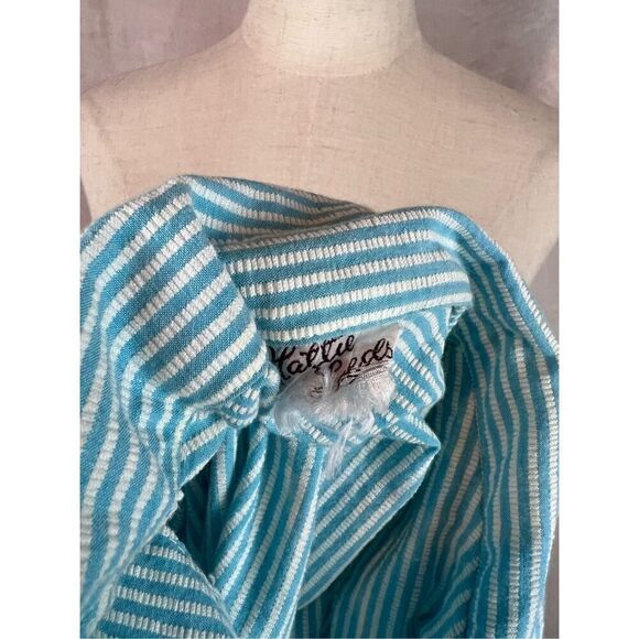Vintage 1960s Blue Striped Button Front Dress Mod - Picture 7 of 7